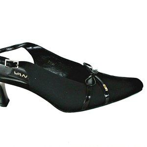 Vaneli Black Slingback Bows Pointed Toe Womens 7
